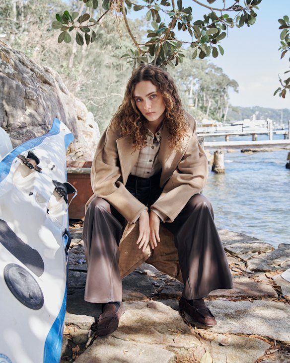 Max Mara coat, POA. Cos shirt, $175. Elka Collective “Dean” pants, $249. Senso “Astro II” loafers $249.