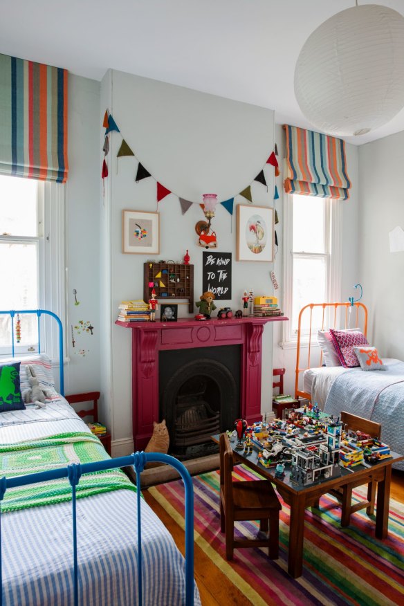 “I wanted the boys’ bedroom to have a fun, carnival atmosphere. Their grandmother knitted the bunting for them when we moved in.”