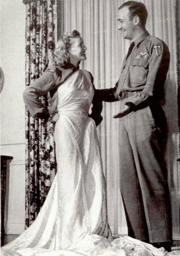 Talk about making do. Actress Elyse Knox created her wedding gown out parachute fabric, which had bullet holes from having been shot by Japanese Zeros. 