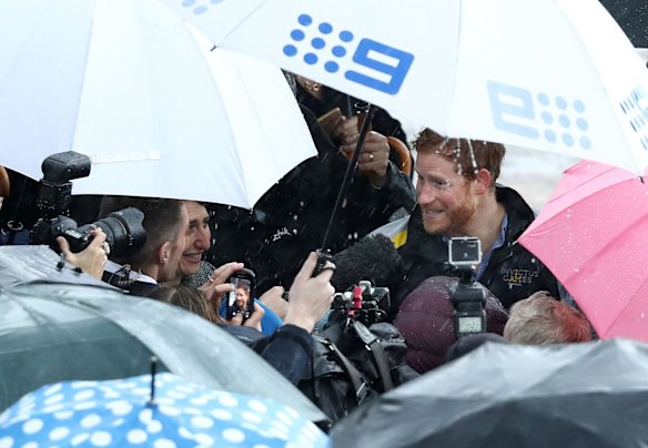 Prince Harry meets well-wishers at Campbells Cove on June 7, 2017 in Sydney, Australia.