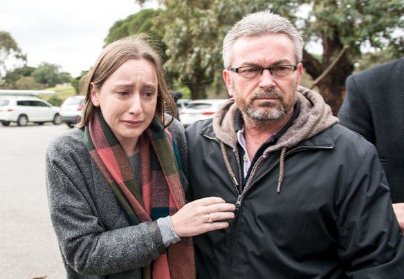 Karen's husband, Borce, and her daugher, Sarah, 21, spoke to media in 2016.