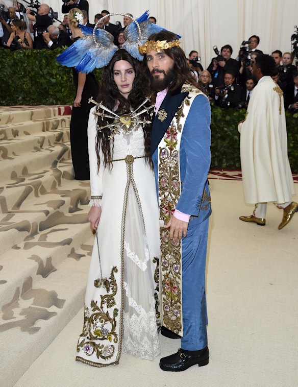 Lana Del Rey and Jared Leto, both in Gucci attend The Metropolitan Museum of Art's Costume Institute benefit gala celebrating the opening of the Heavenly Bodies: Fashion and the Catholic Imagination exhibition on Monday, May 7, 2018, in New York.