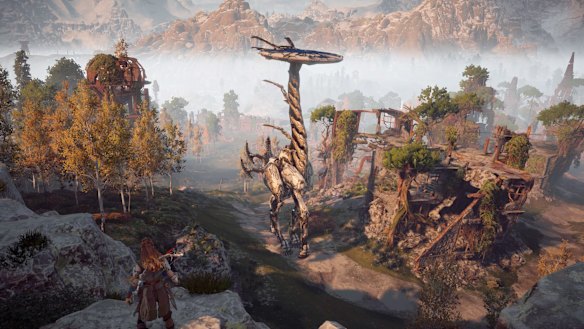 A Longneck machine. When overridden they give Aloy access to local geographical information.