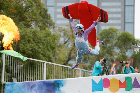 Jimmy Giggle (aka James Rees) became the first King of Moomba to take part in the Birdman Rally in 2018.