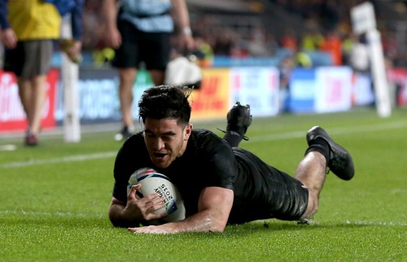 Try time: Nehe Milner-Skudder scores the first five-pointer.