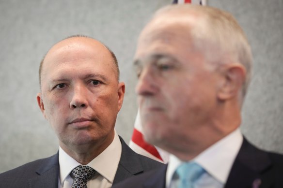 Leadership rivals Peter Dutton and Malcolm Turnbull. 