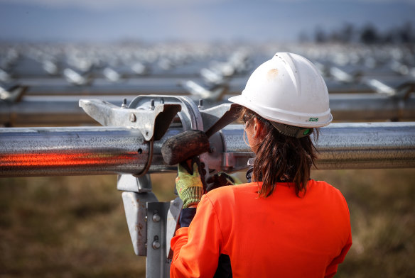 Construction jobs are shrinking in the large-scale renewables sector.