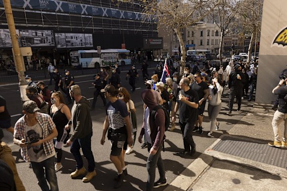 Anti-lockdown protest in Sydney.