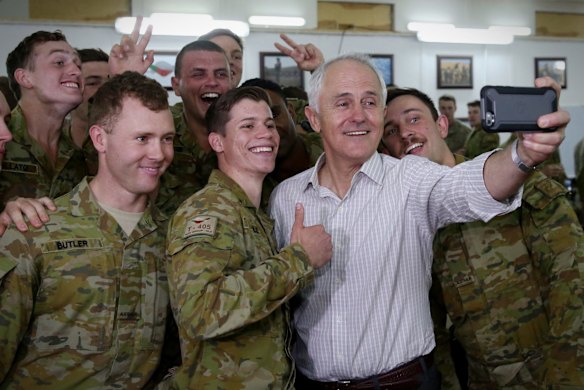 Prime Minister Malcolm Turnbull met with Australian troops in Camp Taji, Iraq.
