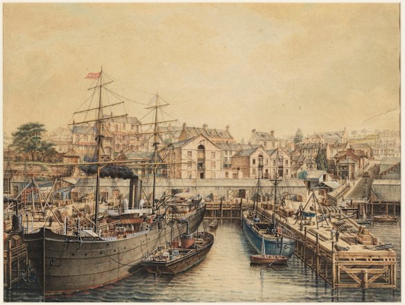 Millers Point, painting by Alfred Tischbauer, 1890
