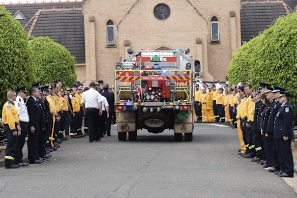 NSW RFS Guard of Honour formed to pay tribute to Andrew O'Dwyer.