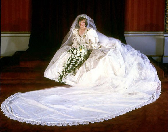 The late Diana, Princess of Wales, wearing her wedding dress in 1981.