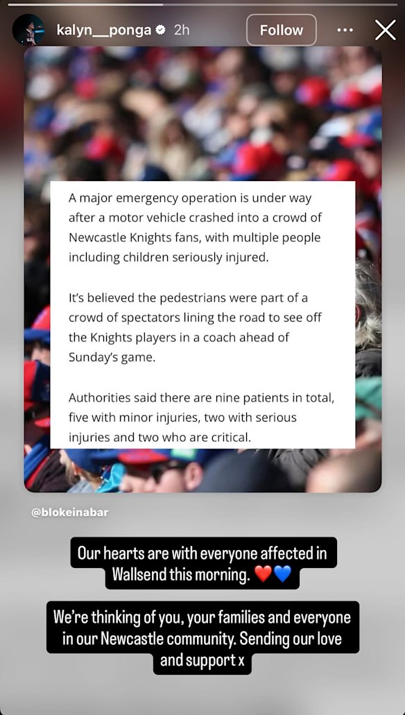 Ponga posted a tribute to those affected on Instagram on Saturday afternoon. 