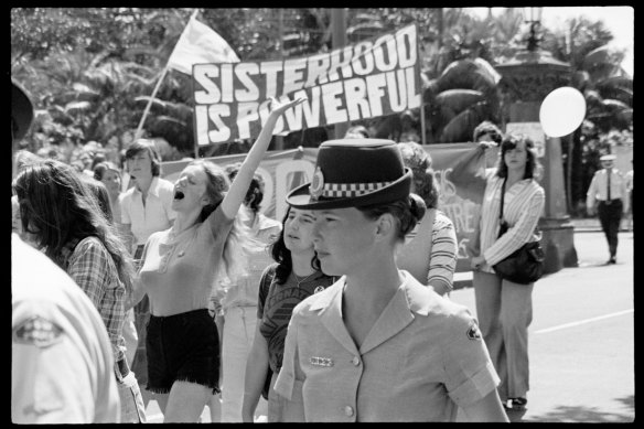 Women march through Sydney on International Women's Day in 1975.