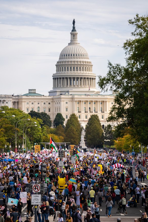 Crowds gather for a No Kings protest in Washington. 