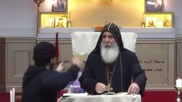 Bishop Mar Mari Emmanuel was attacked during a service on Monday night.