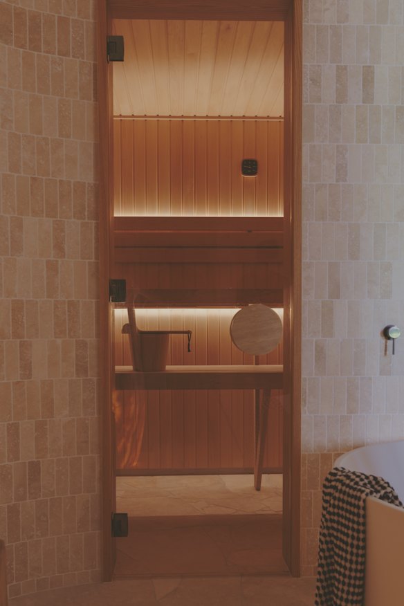 Architect Peter Ahern designed this space as part of a larger “wellness space” for his client, Alek Djokovic.