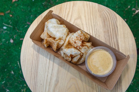 Roti rolls with satay sauce from Shallot Thai. 