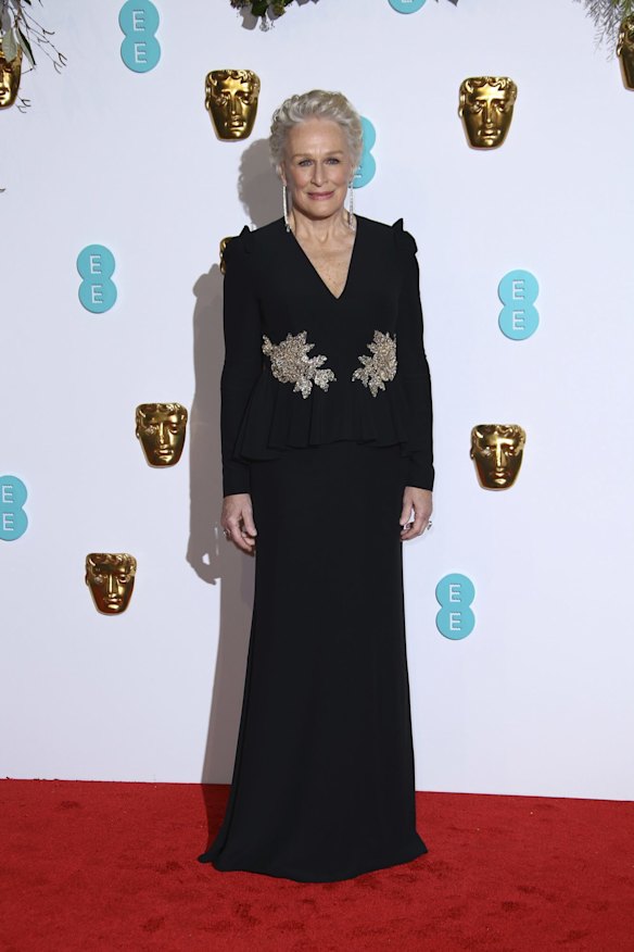 Actress Glenn Close poses for photographers upon arrival at the BAFTA awards in London.