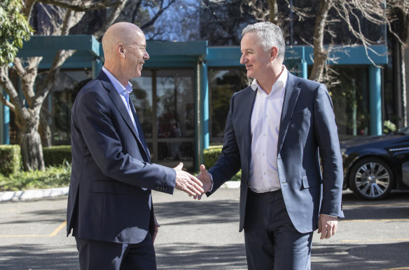 Fairfax CEO Greg Hywood and Nine Network's Hugh Marks.