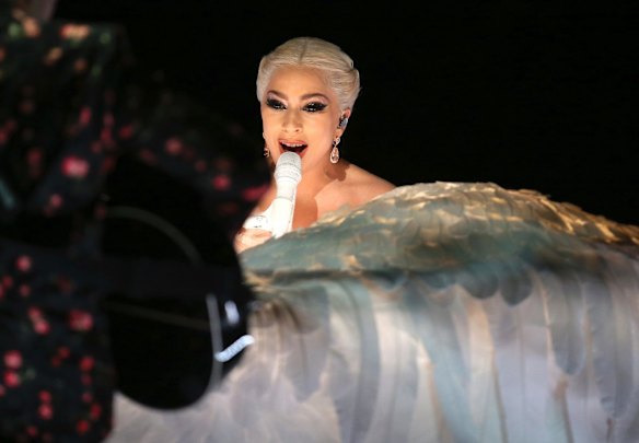 Lady Gaga performs <i>Joanne</i> and <i>Million Reasons</i> at the 60th annual Grammy Awards.