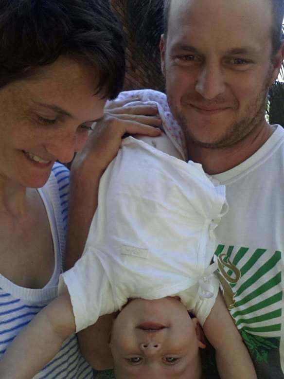 Rachel Pollock, pictured with her husband Daniel and daughter Inara, took part in a trial childbirth program that reduced caesarean rates.