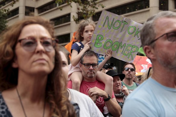 Thousands gather at Town Hall in Sydney CBD.