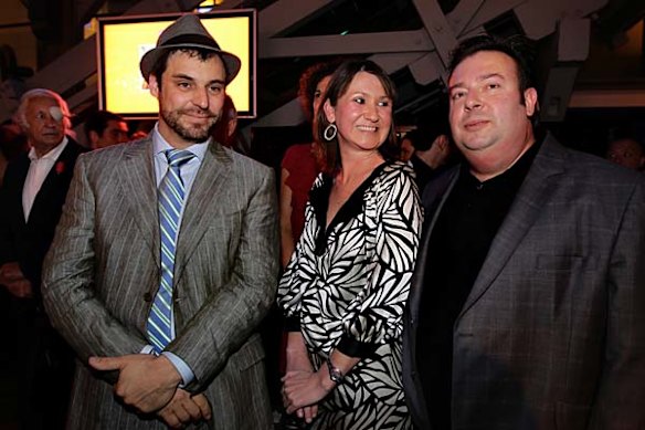 John Frank (left), Kylie Ball  and Peter Gilmore  right  from Quay restaurant at the 2011 Good Food Guide Awards. 