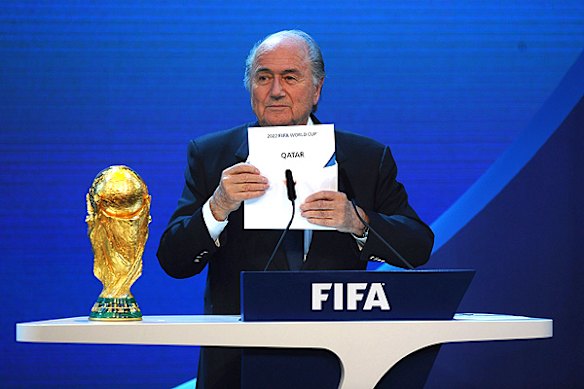 FIFA President Joseph S Blatter announces that Qatar will host the 2022 World Cup.