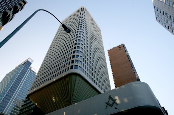 The masonic centre on the corner of Goulburn and Castlereagh Streets in 2008.