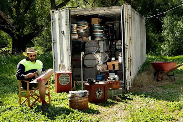 Historic movie collection in shipping container