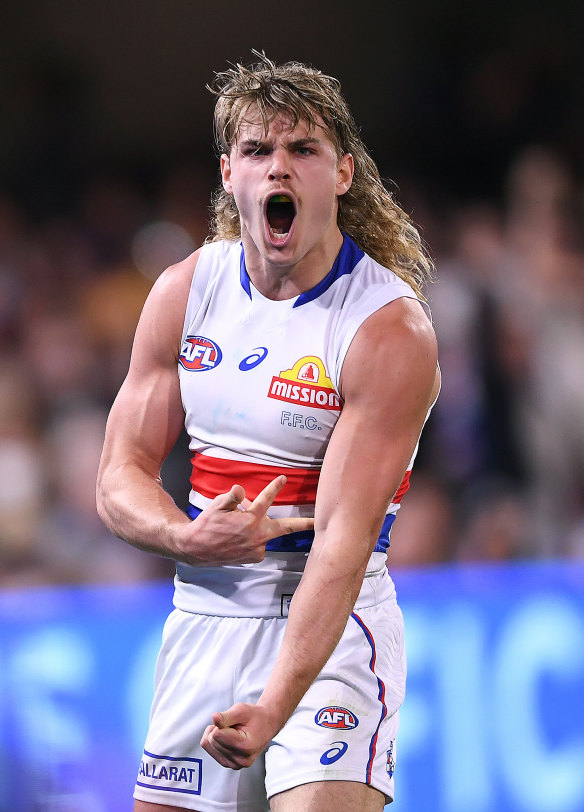 Ice-cool: Bailey Smith after his clutch goal against Brisbane.