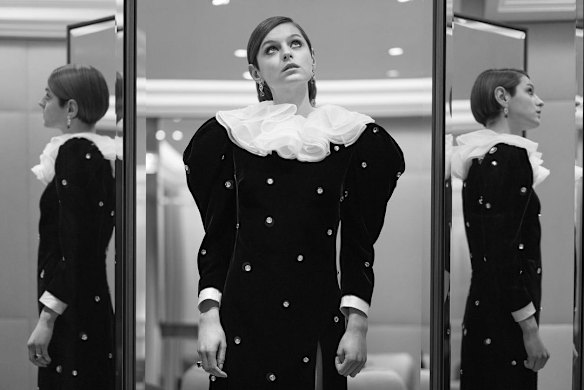 The Crown's Emma Corrin wearing Miu Miu.