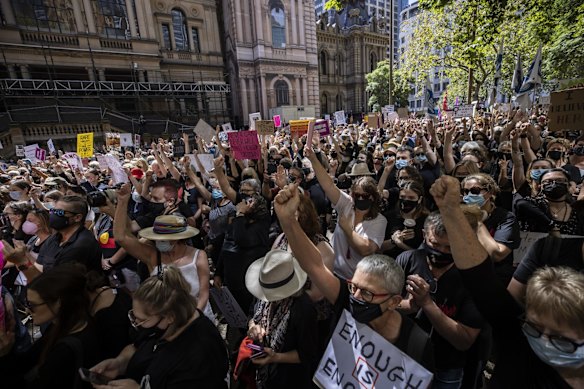 The Sydney Women's March for Justice at Town Hall today.