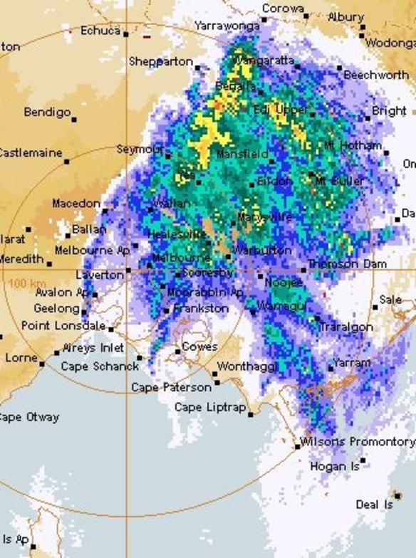 The bureau's rain radar about 6am on Saturday.