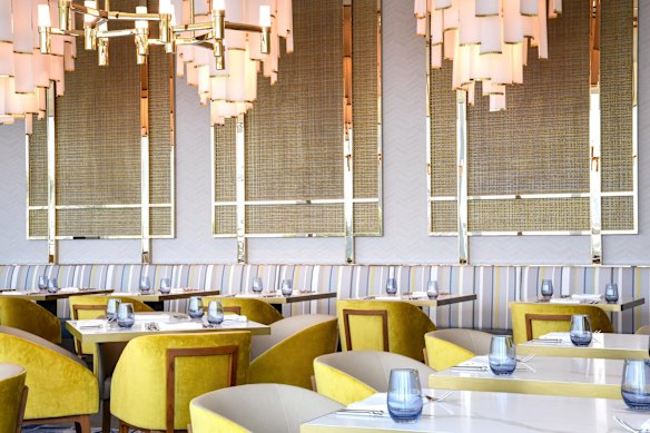 Epicurean restaurant features nine live kitchens inside. 