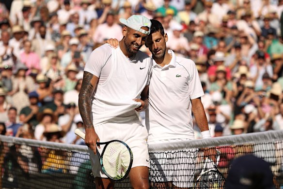 Novak Djokovic and Nick Kyrgios have had a frosty relationship but the pair now appear to be on the best of terms after their Wimbledon final.