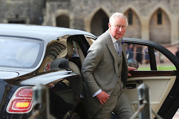 Britain's Prince Charles arrives for the wedding of Princess Eugenie of York and Jack Brooksbank.