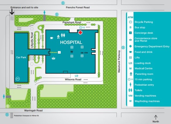 Northern Beaches Hospital site map.