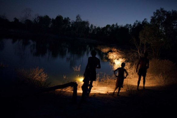 Hunting for rabbits around the village.