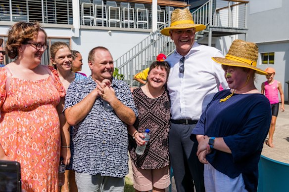 Out and about: Morrison at a Cancer Council breakfast at Bribie Island Surf Life Saving Club. 