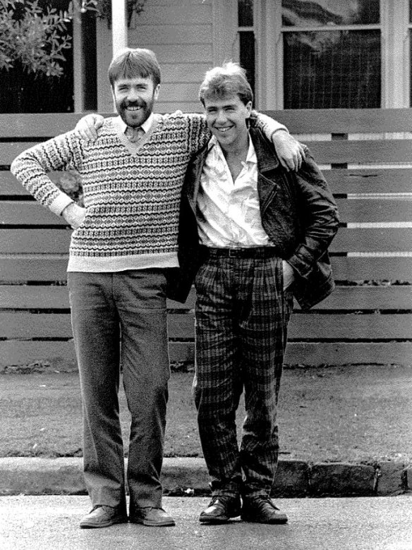 Martin (left) and Richard Flanagan pictured in 1985: the brothers enjoy each other's company.