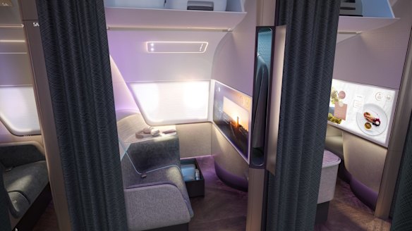 Another design on the awards shortlist aimed to improve social distancing on planes without reducing the overall number of seats. British designers PriestmanGoode's "Pure Skies" concept uses partitions in both business and economy class to create better separation between passengers.