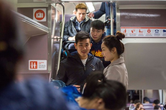 Standing on the stairs on the 9:18 train from Central to the Blue Mountains last weekend. 