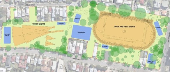Plans for the Raymond Park Olympic warm-up facility at East Brisbane.