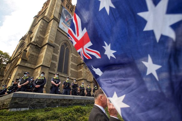 Crowds attendingÂ Eureka Freedom rally in Melbourne, Saturday 4th December 2021 Photo Luis Ascui
