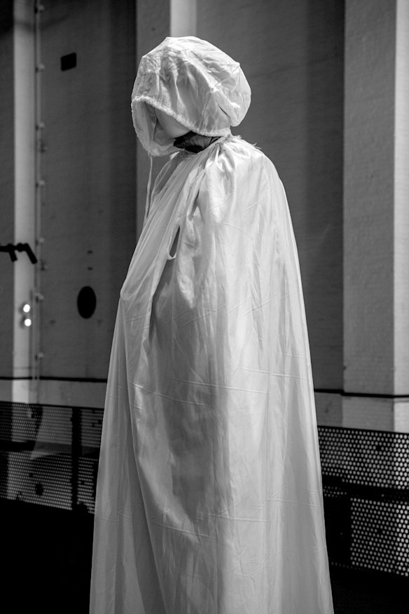 A mannequins has been covered and protected from dust and sunlight in the Powerhouse Museum, Ultimo.