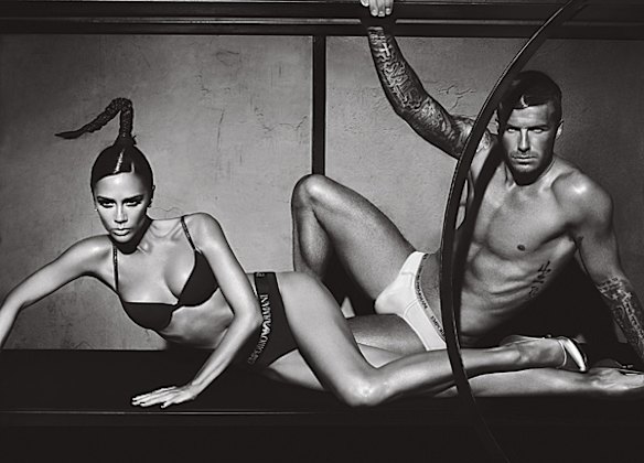 Giorgio Armani has unveiled new images of David and Victoria Beckham, photographed together for the autumn winter 09/10 Emporio Armani underwear campaign.