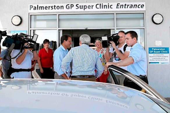 Prime Minister Kevin Rudd arrives at a GP Super Clinic in Palmerston.