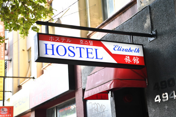 The Elizabeth Hostel where Qun Xie, the number one candidate on the ballot for lord mayor of Melbourne, is registered as living.